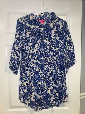 Blue Floral Button-Up dress